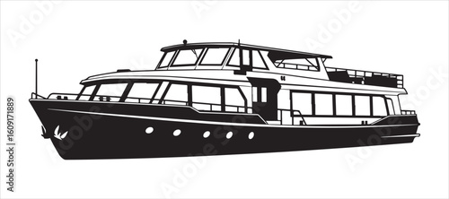 Vector illustration of a river leisure boat on a white background

