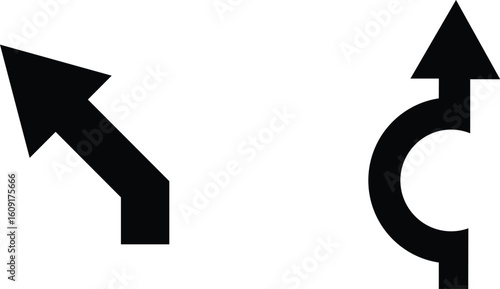 Road Navigation Arrow icon set.Chevron shape line. Swipe icon. Design element. Vector illustration isolated on white background.Way pointer symbol. Turn arrow navigation sign. Traffic route.