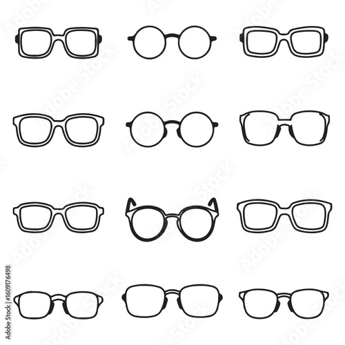 Diverse Eyewear Collection A Stylish Array of Spectacles Frames in Varied Shapes and Designs Featuring Retro and Modern Styles