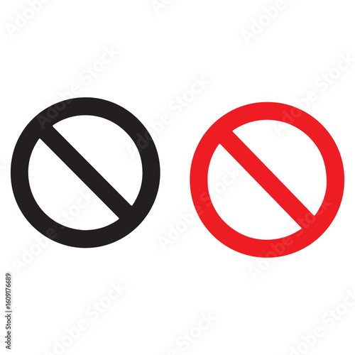 Free Download Two Prohibition Signs Contrasting Colors Standing on White Background Symbolic of Denial and Boundaries in a Minimalist Design - GFXLoad