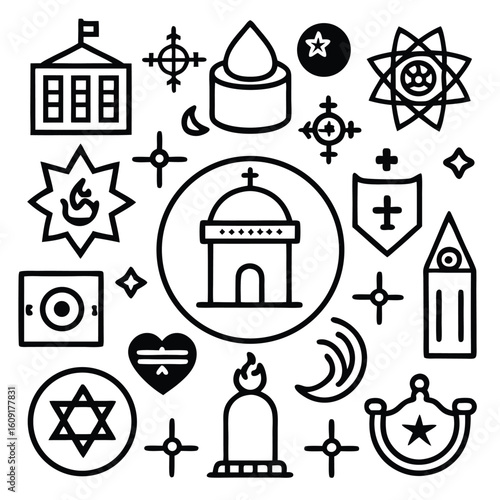 Collection of Symbolic Line Art Icons
