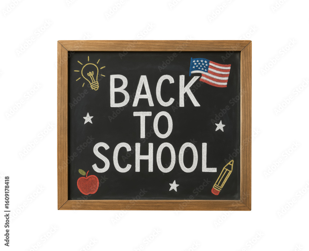 Fototapeta premium Back to school chalkboard isolated on transparent background.
