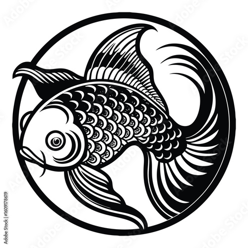 Fishing logo. Bass fish club emblem. Fishing theme vector illustration. Isolated on white Background	
