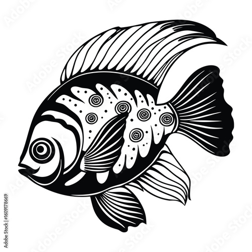 Fishing logo. Bass fish club emblem. Fishing theme vector illustration. Isolated on white Background	
