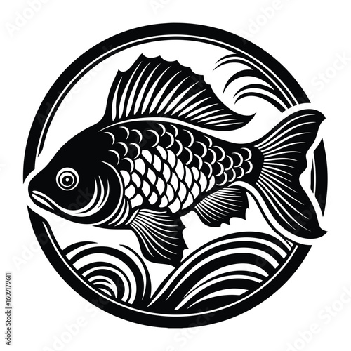 Fishing logo. Bass fish club emblem. Fishing theme vector illustration. Isolated on white Background	
