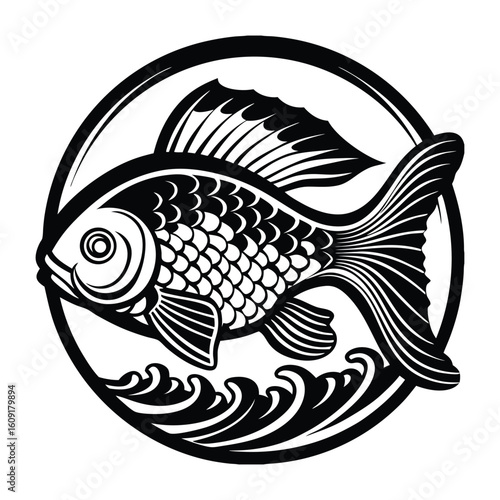 Fishing logo. Bass fish club emblem. Fishing theme vector illustration. Isolated on white Background	

