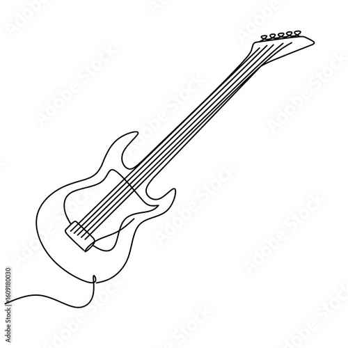 Electric guitar line vector illustration,guitar outline drawing vector,guitar electric line drawing image on white background,guitar line drawing design
