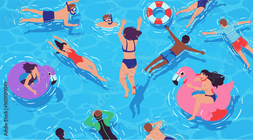 People swimming in a pool enjoying summer