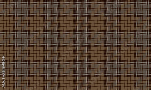 Seamless plaid pattern, light brown, dark brown, gray, warm, elegant and contemporary feel for textile design, clothes, pants, skirts, dresses, classic style shirts.