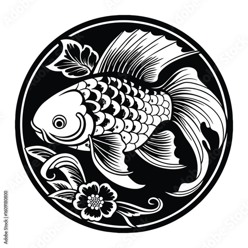 Fishing logo. Bass fish club emblem. Fishing theme vector illustration. Isolated on white Background	
