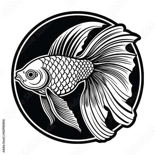 Fishing logo. Bass fish club emblem. Fishing theme vector illustration. Isolated on white Background	
