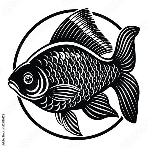 Fishing logo. Bass fish club emblem. Fishing theme vector illustration. Isolated on white Background	
