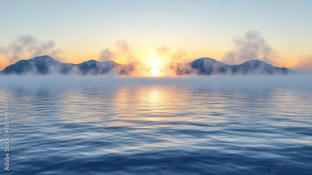 Obraz premium Sunrise over misty mountains