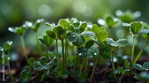Wallpaper Mural Dewy Clover Leaves on Forest Floor Torontodigital.ca