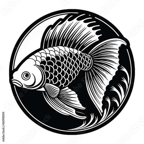 Fishing logo. Bass fish club emblem. Fishing theme vector illustration. Isolated on white Background	
