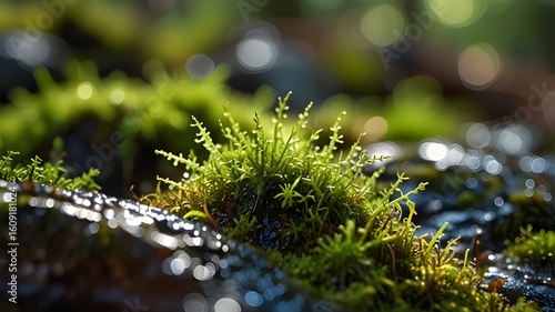 Wallpaper Mural Moss on Rock with Warm Sunlight Torontodigital.ca