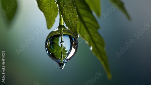 Wallpaper Mural Single Raindrop Hanging from Leaf Tip Torontodigital.ca