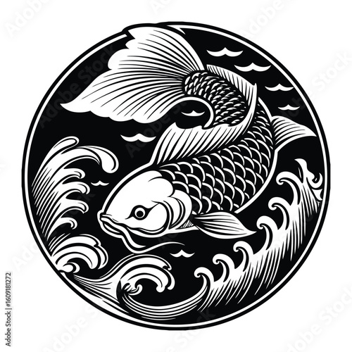 Fishing logo. Bass fish club emblem. Fishing theme vector illustration. Isolated on white Background	
