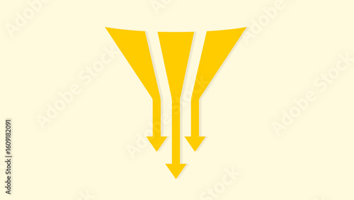 Three yellow arrows point downward, forming a funnel-like shape on a light background
