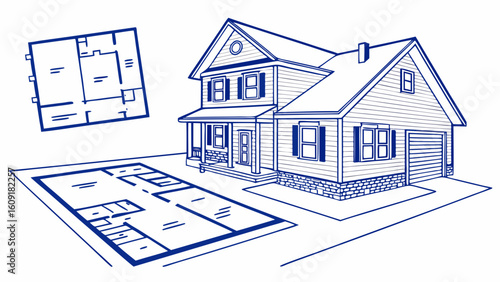 Blueprint house plans architectural drawing home design construction residential building real estate project