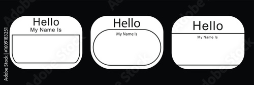 hello my name is sticker tag vector