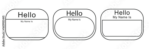 Hello, my name is introduction flat label set