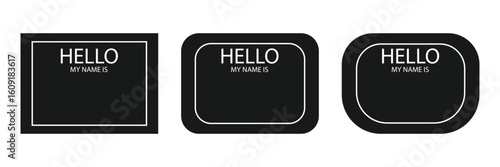 hello my name is sticker tag vector