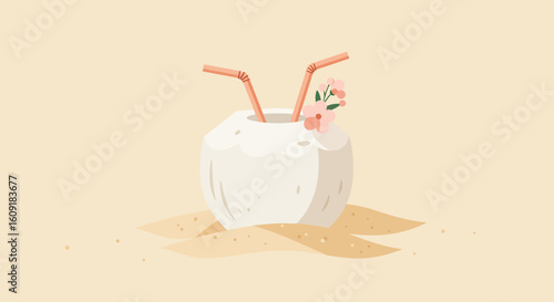 Escape to paradise with this refreshing coconut drink, perfect for summer vibes and tropical getaways