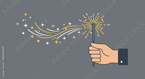 Creating magic with a sparkler wand, adding a touch of wonder and imagination to any design project