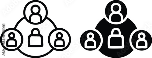 User Privacy Network Icons – Black and White Secure People Vector Silhouette Design
