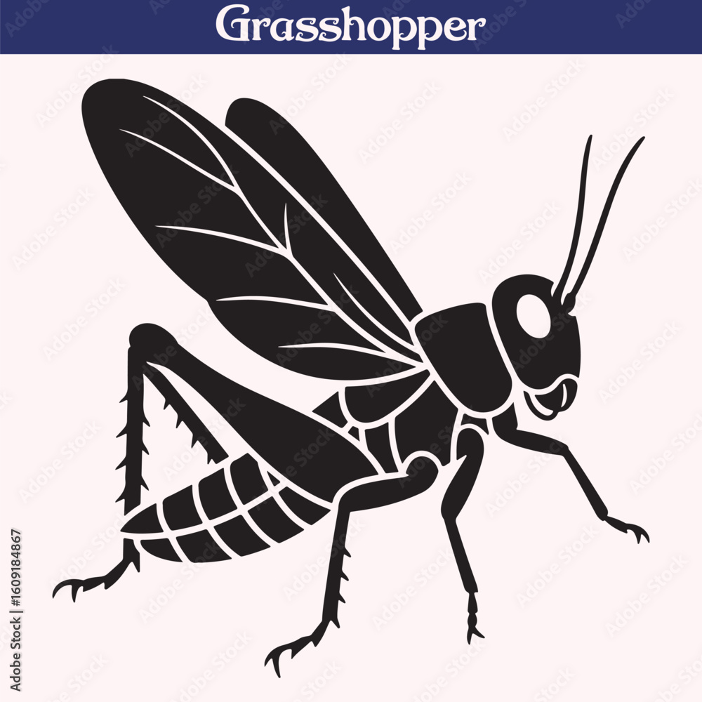 Fototapeta premium Silhouette of a Grasshopper Insect Vector Illustration