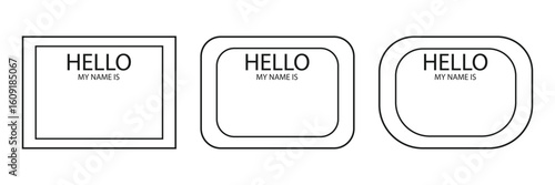hello my name is sticker tag vector