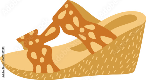 Comfortable and stylish wedge sandals featuring a vibrant orange pattern, enhancing summer outfits with a chic touch. Perfect for casual beachwear or elegant vacation looks