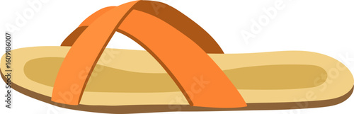 Comfortable orange open toe sandals with crossed straps providing breathability and style for summer relaxation, isolated on a white background