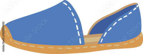 Comfortable blue espadrilles with visible stitching detail are perfect for warm weather and casual occasions, adding a touch of style and relaxation to any summer outfit