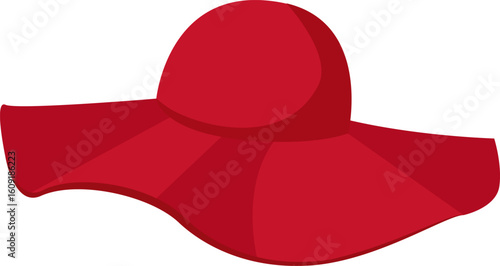 Large brimmed red sun hat offering protection from the sun, perfect for summer holidays and outdoor activities, ensuring comfort and style under the sun