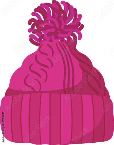 Knitted winter hat with bobble on top, designed to keep you warm during the cold winter months, adding a touch of style and comfort to your outfit