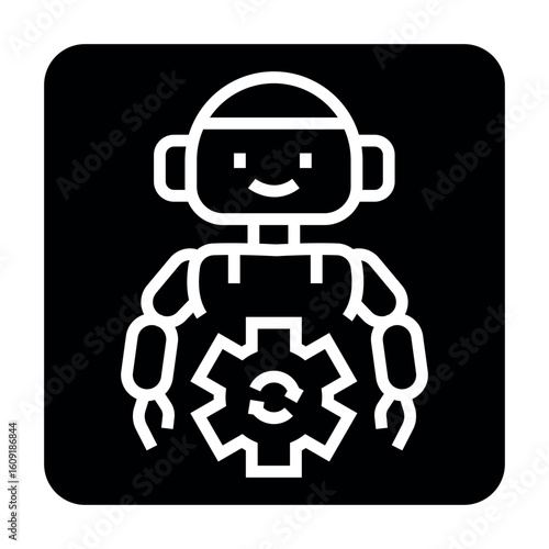 Process automation black flat icon.Minimal clean icon for apps and websites. Modern simple icons for UI UX and branding
