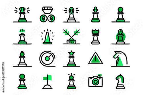 Comprehensive collection of customizable line art icons for diverse design projects offering clear visual communication options