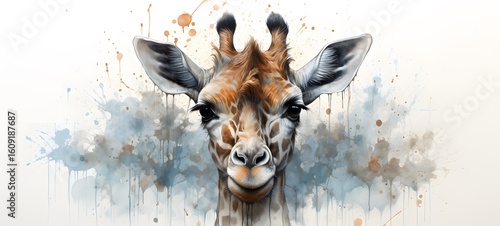 giraffe Wireframe, mozaic art, Generative ai