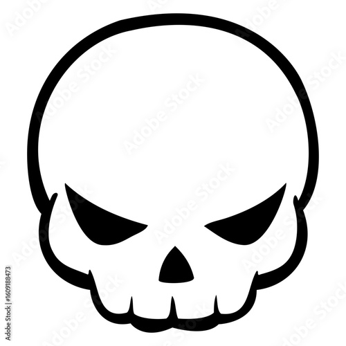 Calavera de hombre. Icono de calavera humana para felicitaciones y tarjetas de Halloween