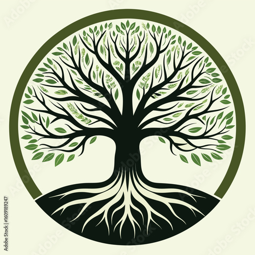 Stylized mature tree silhouette with branching detail