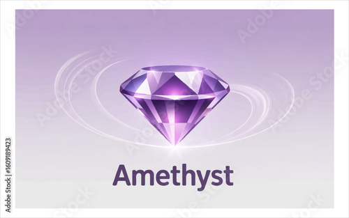 Purple faceted gemstone swirling light amethyst crystal