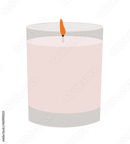 Candle Flame. Burning wax candle.