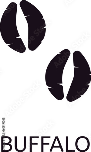 Buffalo footprint icon representing walking direction, isolated on white background, ideal for wildlife guides, nature documentaries, and educational materials