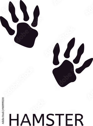 Hamster footprints isolated on white background representing paws shape and fingers, useful for educational and zoological purposes, identifying animal tracks