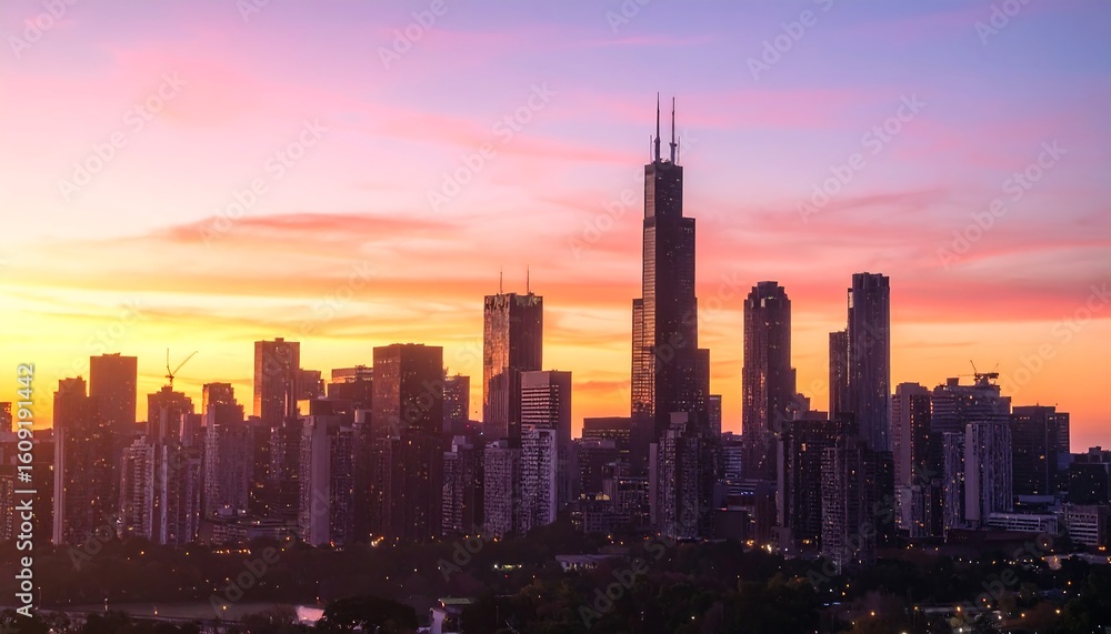 Fototapeta premium City skyline at sunset (5)