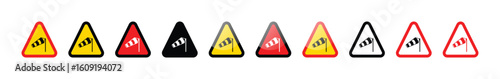 Collection of windsock warning signs in various color variations on white