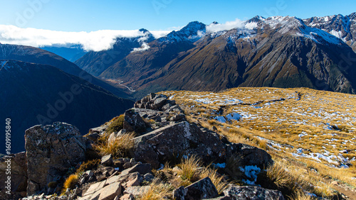 Photos Mountain scenery of Arthur’s Pass, winding State Highway 73, river valley and su