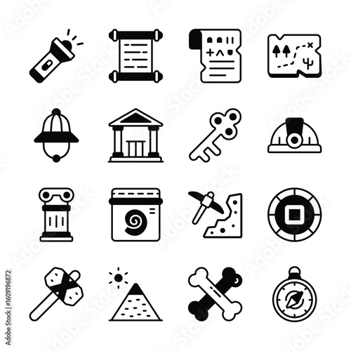 Get this handy collection of archeology glyph style icons